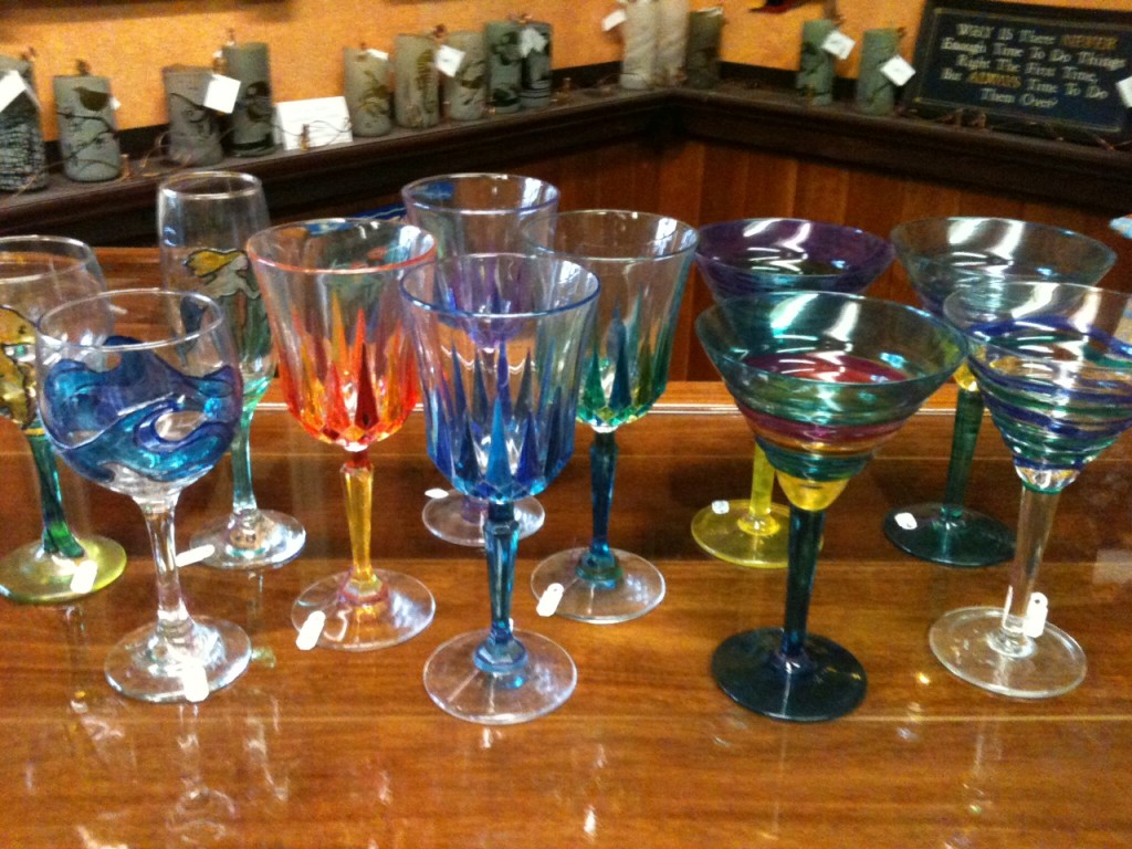 Hand-painted wine glasses at OceanArts